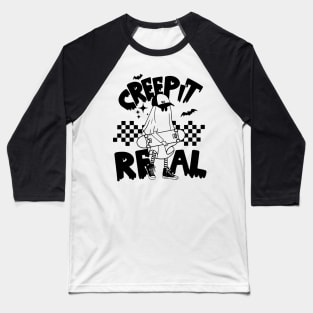 Creep It Real Ghost Skateboard Baseball T-Shirt